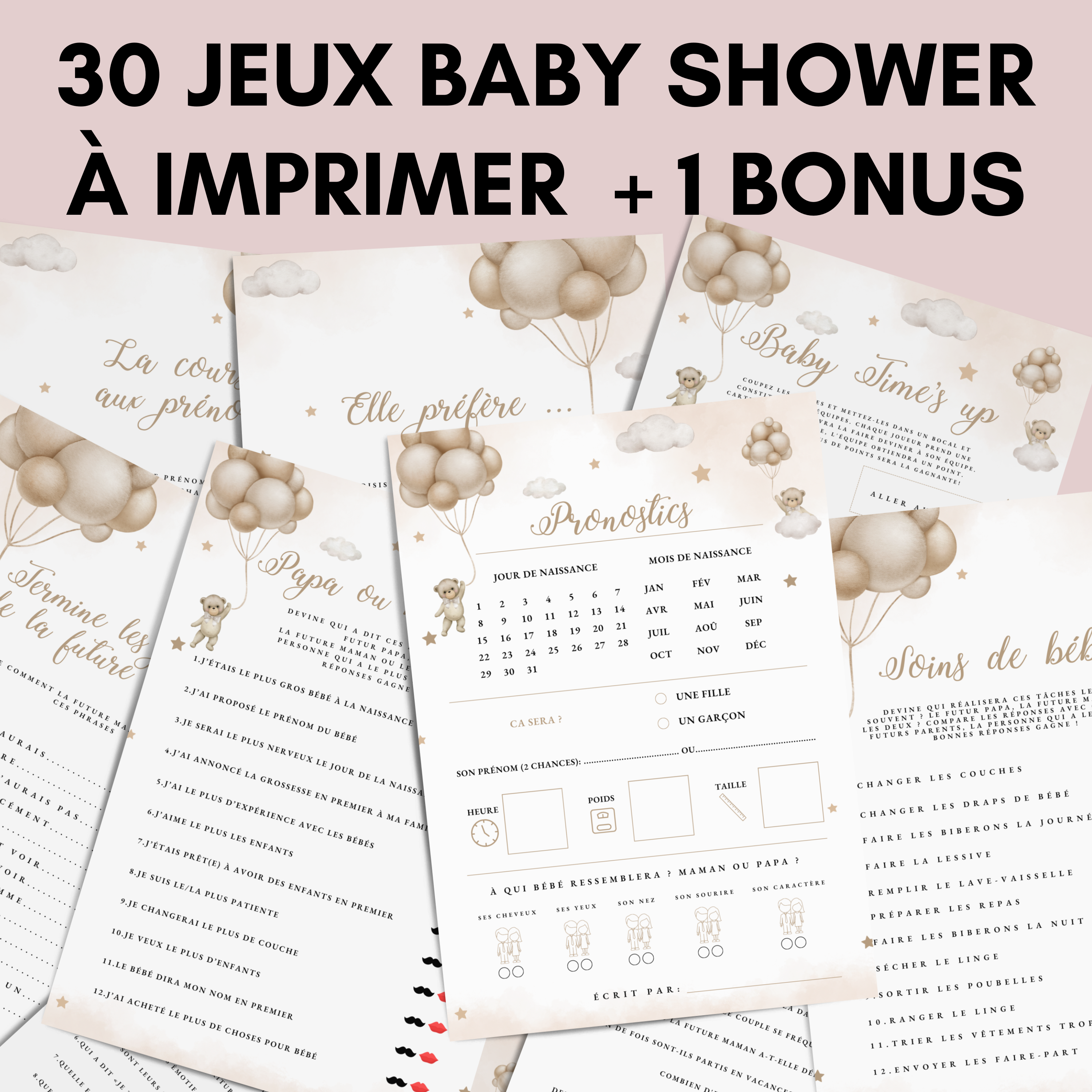 Jeux Baby Shower à imprimer en français : Téléchargez des activités po –  monpetiteventfrance