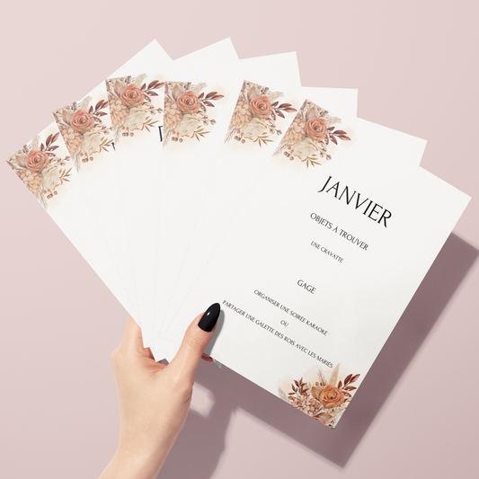 Jeu des 12 mois personnalisable - Activité idéale pour un mariage - Jeux mariage Français - Animations de table mariage