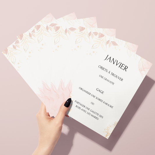 Jeu des 12 mois personnalisable - Activité idéale pour un mariage - Jeux mariage Français - Animations de table mariage