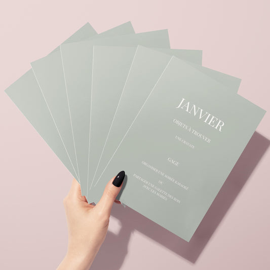 Jeu des 12 mois personnalisable - Activité idéale pour un mariage - Jeux mariage Français - Animations de table mariage