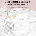 Jeux Anniversaire Adulte Terracota Floral - Animation Imprimable
