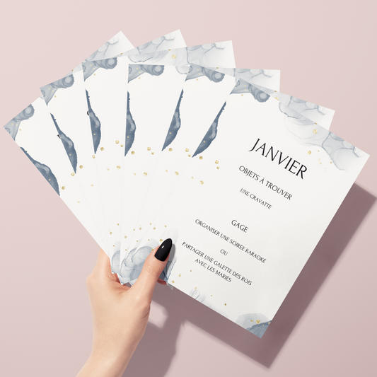 Jeu des 12 mois personnalisable - Activité idéale pour un mariage - Jeux mariage Français - Animations de table mariage