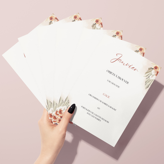 Jeu des 12 mois personnalisable - Activité idéale pour un mariage - Jeux mariage Français - Animations de table mariage