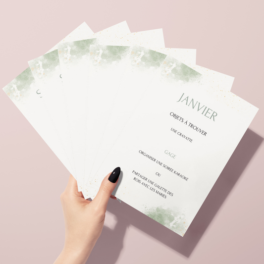 Jeu des 12 mois personnalisable - Activité idéale pour un mariage - Jeux mariage Français - Animations de table mariage