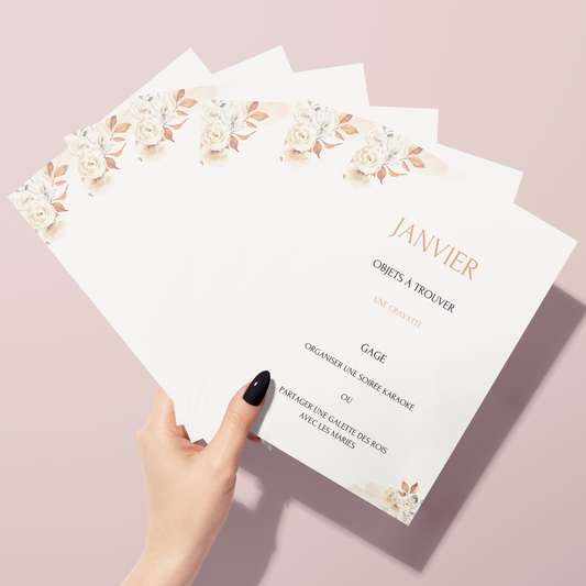 Jeu des 12 mois personnalisable - Activité idéale pour un mariage - Jeux mariage Français - Animations de table mariage