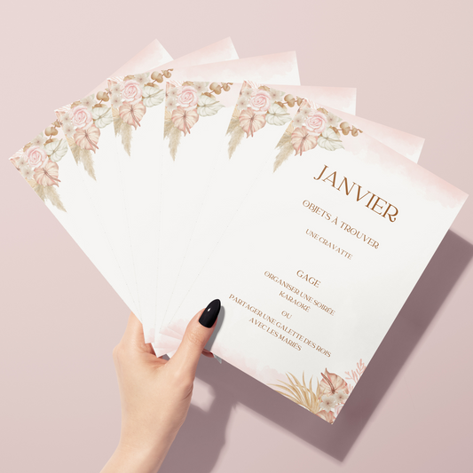 Jeu des 12 mois personnalisable - Activité idéale pour un mariage - Jeux mariage Français - Animations de table mariage