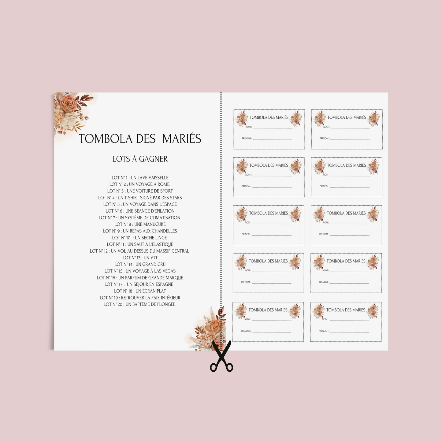 Jeu tombola des mariés l'activité idéale pour un mariage ! Loterie mariage française, jeux, idée cadeau tombola mariage et EVJF