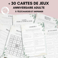Jeux Anniversaire Adulte Eucalyptus - 30 Activités PDF à Imprimer