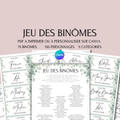 Jeu des Binômes à Imprimer - Animation Mariage PDF