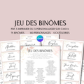 Jeu des Binômes Mariage à Imprimer - PDF Duos Célèbres