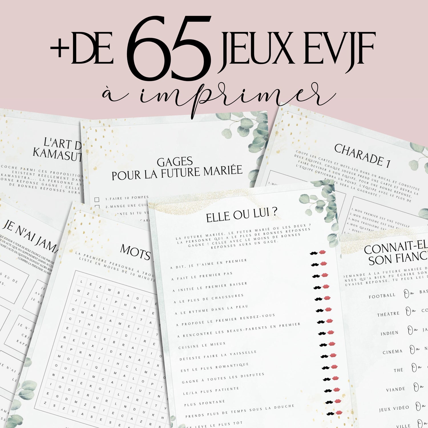 Jeux EVJF à domicile : 65 jeux imprimables pour un EVJF à la maison - Gages pour Evjf - Activités Evjf