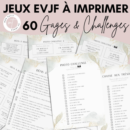 Jeux EVJF en Ville à Imprimer Vert & Gold - 60 Gages & Défis