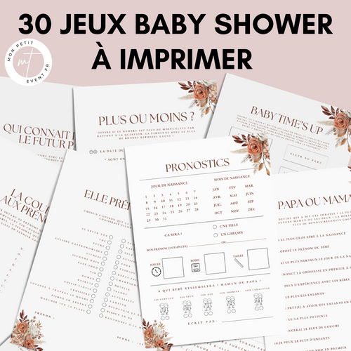Jeux Baby Shower à Imprimer Terracotta Chic Fleuri - 30 Activités Fête Prénatale