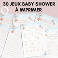 Jeux Baby Shower à Imprimer Bleu Élégant - 30 Activités Fête Prénatale