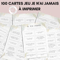 Jeu Je n'ai jamais à imprimer - Vert Fleuri - 100 Cartes pour adultes PDF
