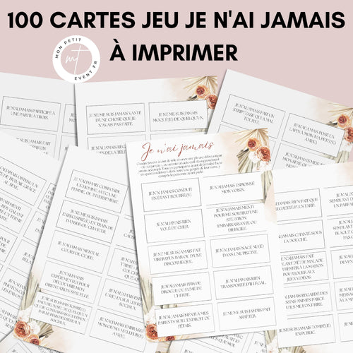 Jeu Je n'ai jamais à imprimer - Fleur Terracotta - 100 Cartes pour adultes PDF