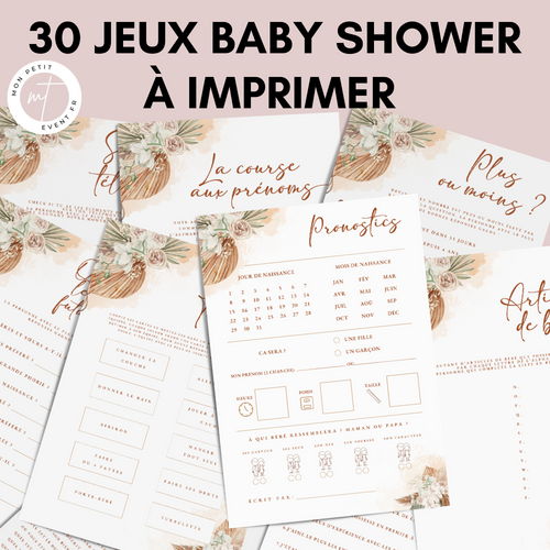 Jeux Baby Shower à Imprimer Moderne Terracotta - 30 Activités Fête Prénatale