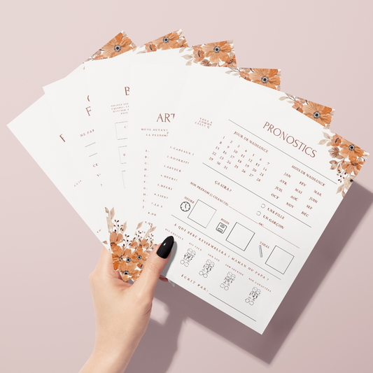 Kit Jeux de Baby Shower à personnaliser et imprimer - Activités amusantes pour une fête prénatale réussie - Prédiction Bébé Français