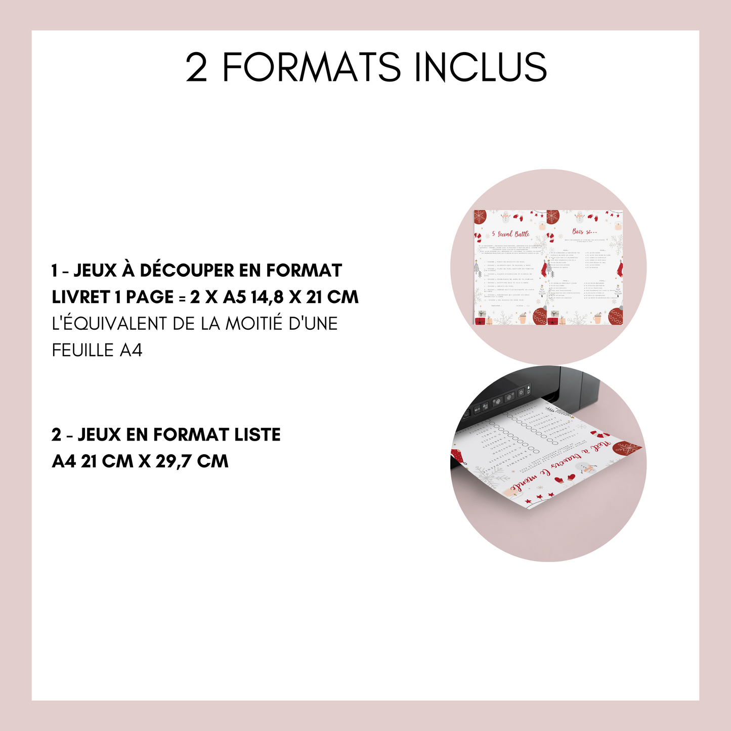 Jeux de Noël à imprimer pour adulte - Activités Noël - Carte de jeux pour Noël - Jeux de Noël animation - Jeux de Noël entre collègues