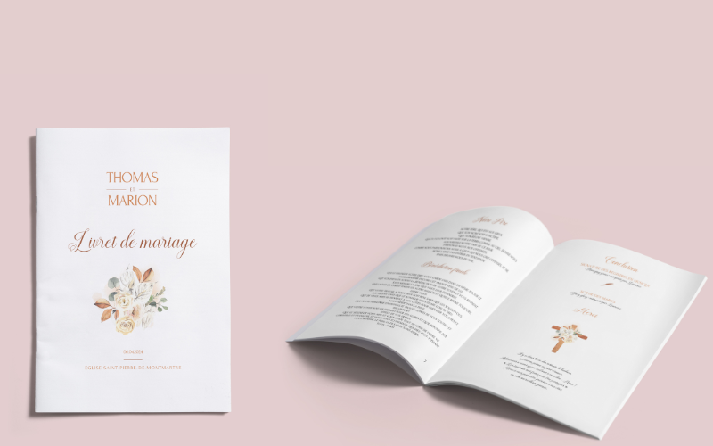 Livret de messe Mariage à personnaliser - Modèles Canva à imprimer