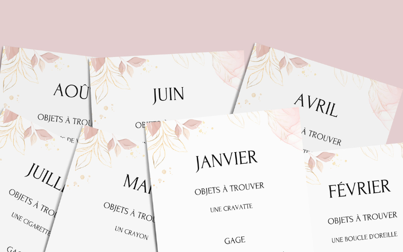 Jeu des 12 mois Personnalisable