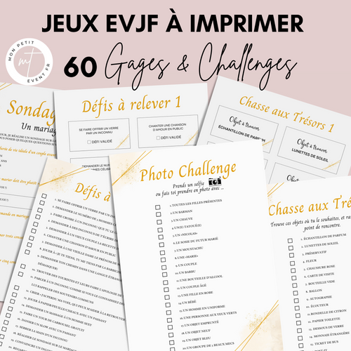 Jeux EVJF en Ville à Imprimer Aquarelle Jaune - 60 Gages & Défis