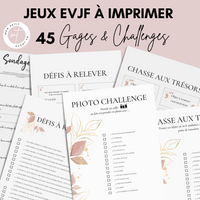 Jeux EVJF en Ville à Imprimer Rose & Gold Fleuri - 45 Gages & Défis