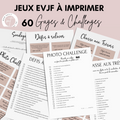 Jeux EVJF en Ville à Imprimer Rose & Blanc - 60 Gages & Défis