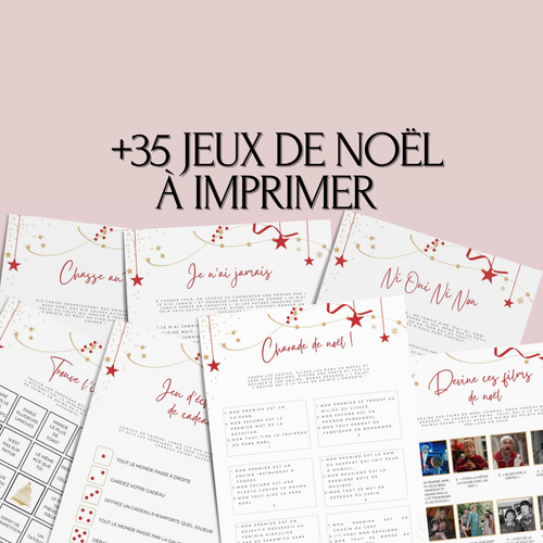 Jeux de Noël à imprimer pour adulte - Rouge Blanc Doré - 35 Activités PDF