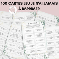 Jeu Je n'ai jamais à imprimer - Eucalyptus - 100 Cartes pour adultes PDF