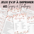 Jeux EVJF en Ville à Imprimer Champêtre Rose - 60 Gages & Défis