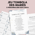 Jeu Tombola des mariés à personnaliser Canva - Aquarelle Bleu - PDF à imprimer