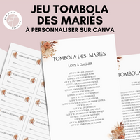 Jeu Tombola des mariés à personnaliser Canva - Terracotta & Boho - PDF à imprimer