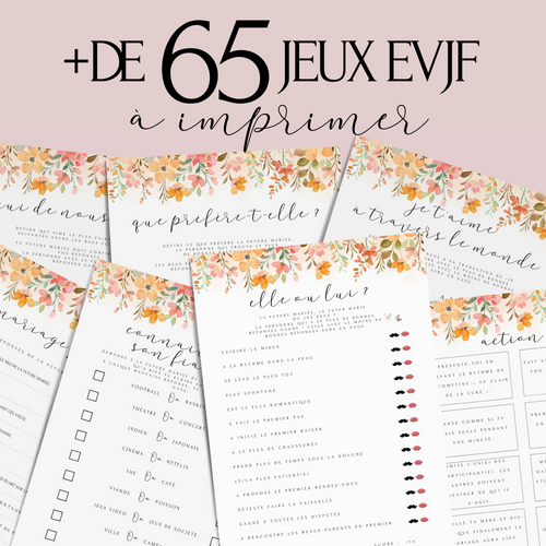 Kit EVJF à Imprimer Champêtre Coloré - 65 Jeux + Gages à Domicile