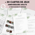 Jeux Anniversaire Adulte Thème Aquarelle Vert - 30 Activités PDF