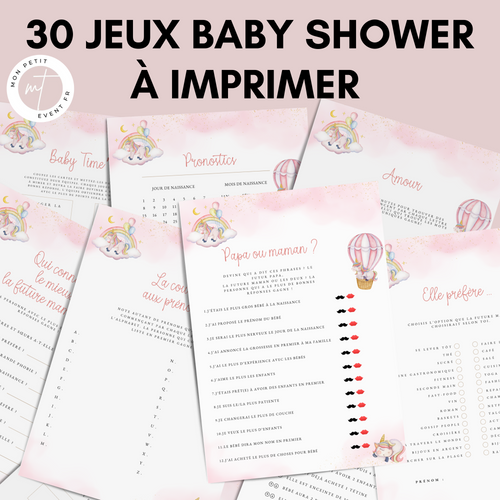 Jeux Baby Shower à Imprimer Licorne - 30 Activités Fête Prénatale