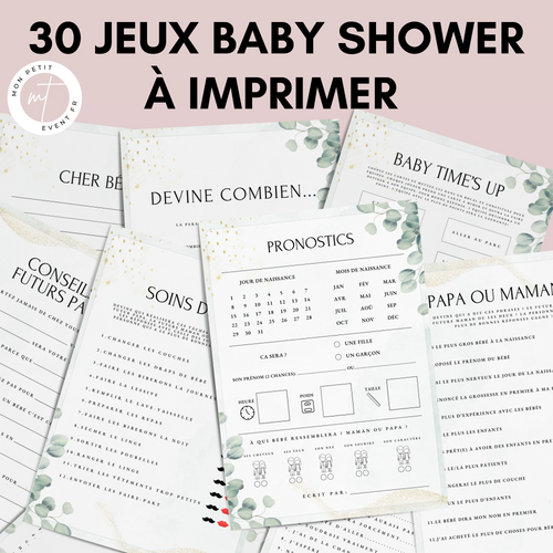 Jeux Baby Shower à Imprimer Eucalyptus - 30 Activités Fête Prénatale
