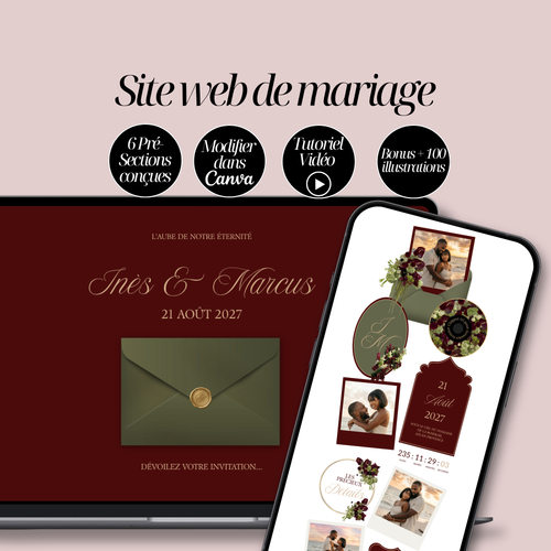 Site Web de Mariage Canva – Modèle Éden