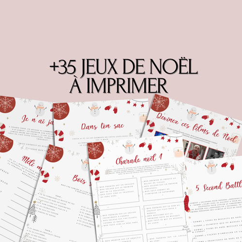 Jeux de Noël à imprimer pour adulte - Rouge et Blanc - 35 Activités PDF