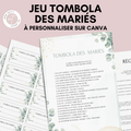 Jeu Tombola des mariés à personnaliser Canva - Eucalyptus - PDF à imprimer