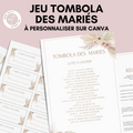 Jeu Tombola des mariés à personnaliser Canva - Boho Élégant - PDF à imprimer