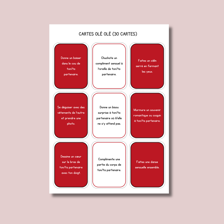 Jeux de Couple à imprimer - Rouge - 150 Cartes romantiques PDF