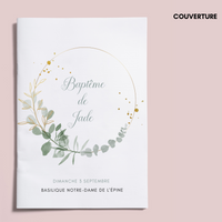 Livret de messe Baptême à personnaliser Canva - Eucalyptus - Modèle PDF