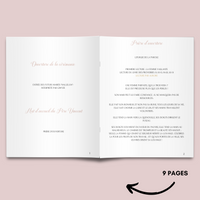 Livret de messe Mariage à personnaliser Canva - Rose Fleuri - Modèle PDF