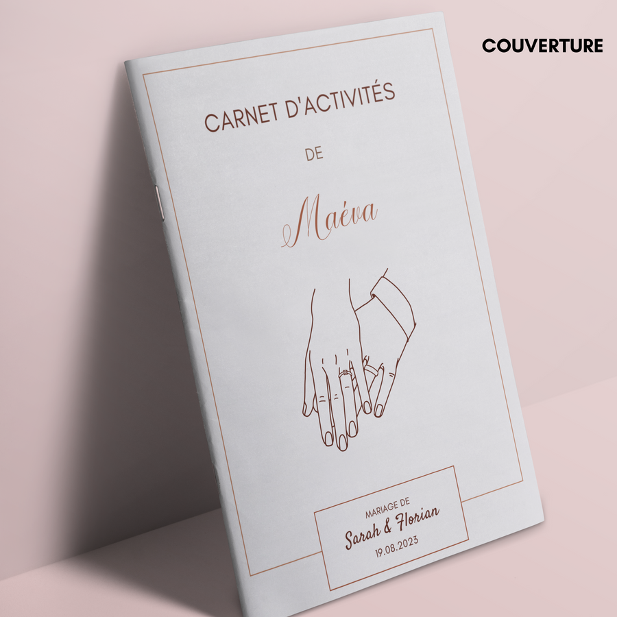 Livret activité enfant mariage à personnaliser Canva - Terracotta - Coloriage PDF