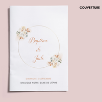 Livret de messe Baptême à personnaliser Canva - Fleuri Terracotta - Modèle PDF