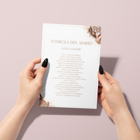 Jeu Tombola des mariés à personnaliser Canva - Mer & Élégance - PDF à imprimer