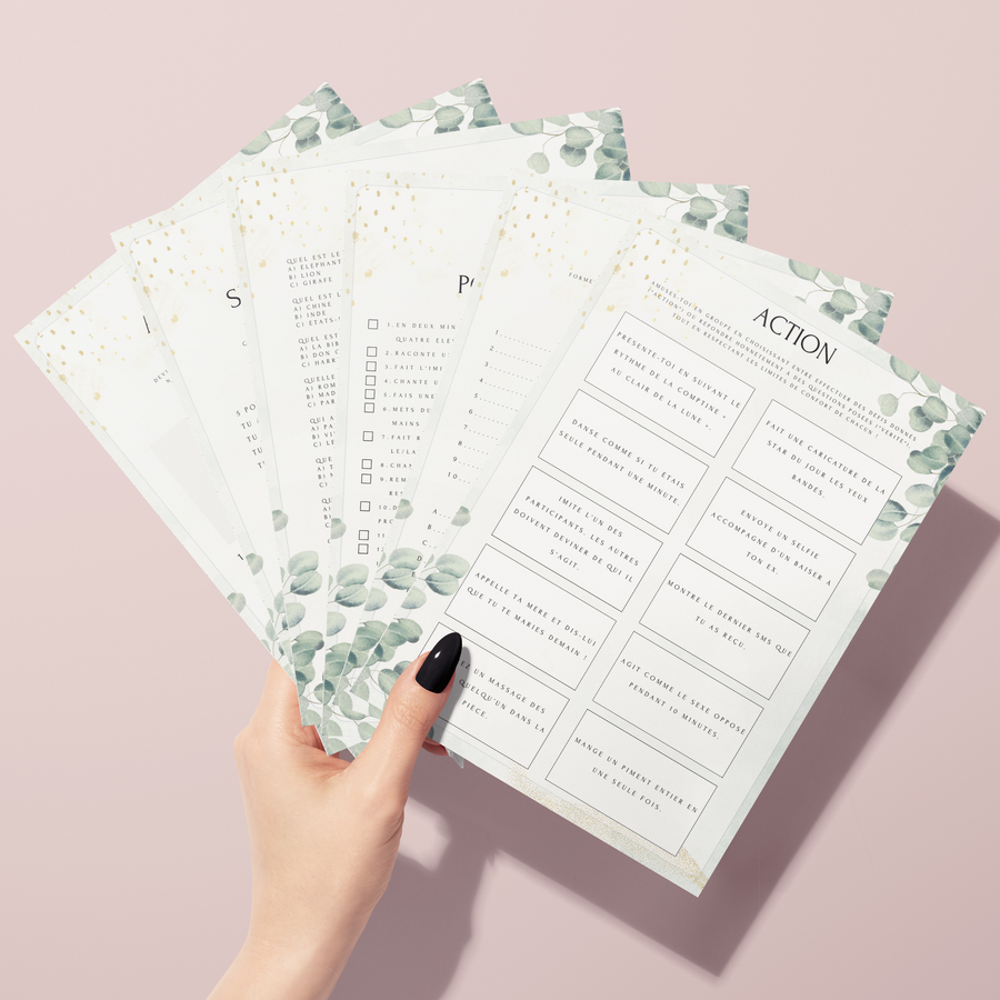 Jeux Anniversaire Adulte Eucalyptus - 30 Activités PDF à Imprimer
