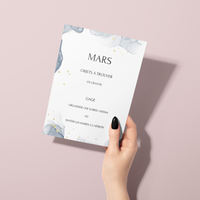 Jeu des 12 mois à personnaliser Canva - Aquarelle Bleu - Activité mariage PDF