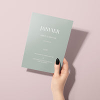 Jeu des 12 mois à personnaliser Canva - Vert Olive - Activité mariage PDF